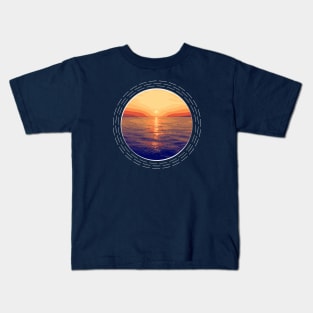 Vibrant Sunset Over The Ocean Abstract Nature Art Kids T-Shirt